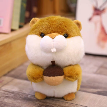 Luozzy Squirrel Plush Toy Brown Squirrel Stuffed Animal Doll With Hazelnut Soft Adorable Toy Gift Decorative