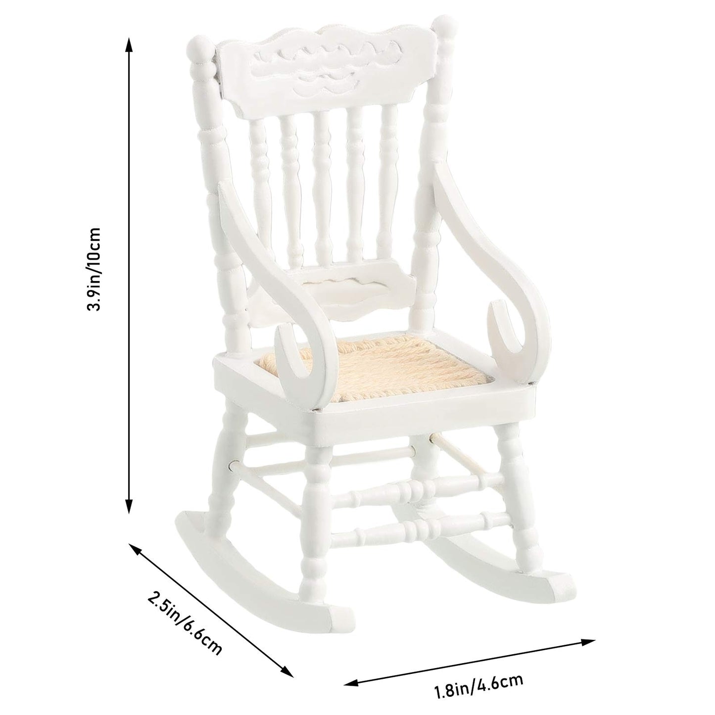 Jetec 3 Pcs Doll House Wooden Chairs 1:12 Dollhouse Rocking Chair Christmas Model Chairs Miniature Wooden Chair Mini Doll Chairs for Xmas Dollhouse Accessories Model Living Room Craft Decor
