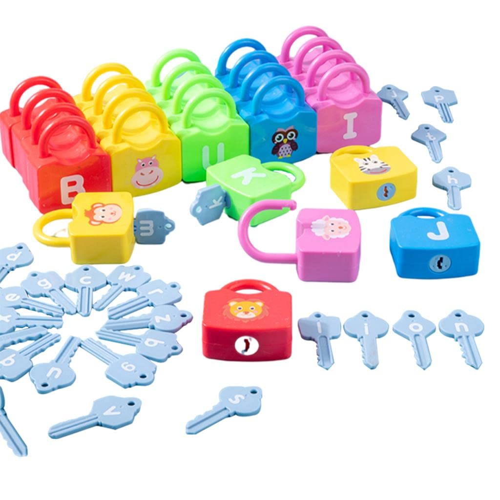Ujeavette Baby Keys And Locks Set Kids Montessori Thinking Unlock Toy 26 Locks 26 Keys