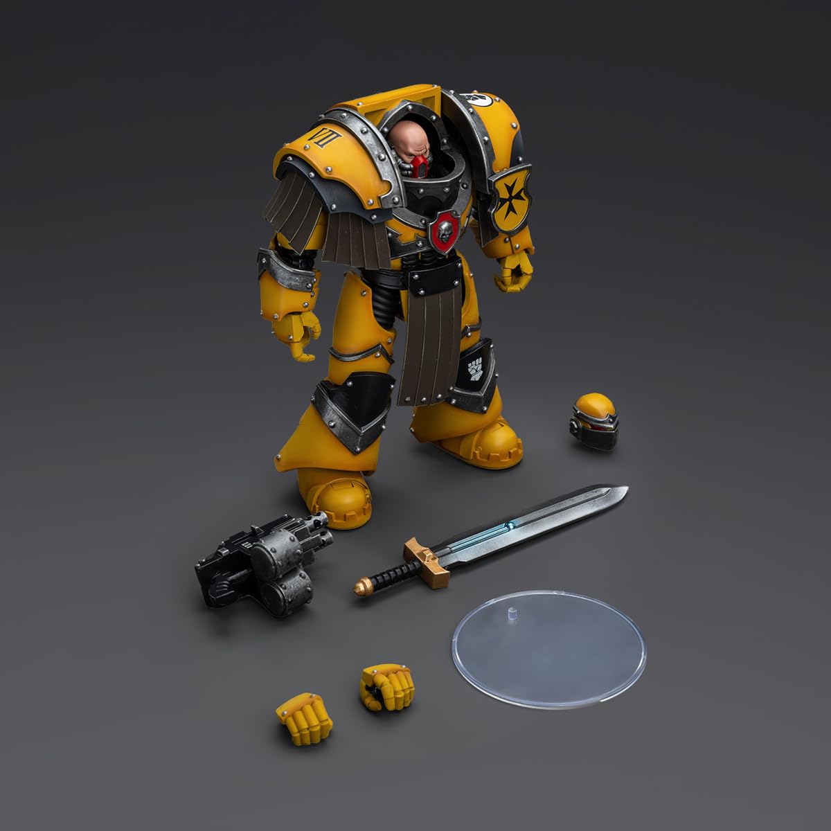 JOYTOY Warhammer 40 000 1/18 Action Figure Imperial Fists Legion Cataphractii Terminator Squad Legion Cataphractii Sergeant with Power decorative replica blade Collection Model Birthday Gifts