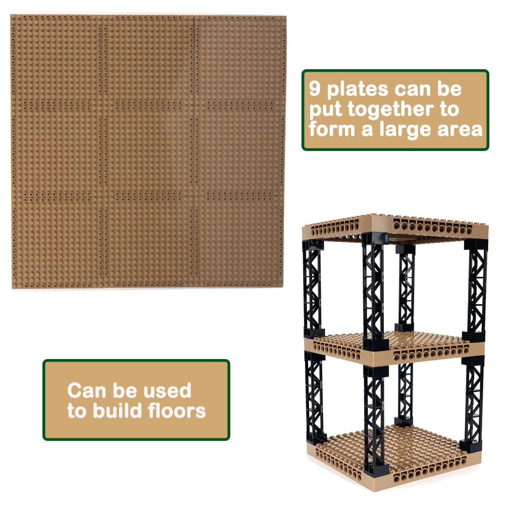 Wsryltch Brick 16X16 Plate 1/3 With Holes,Pixel Art Painting Base Pins Suppor Pillar Accessories Pack, Classic Building Block Bu