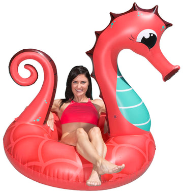 Poolmaster 48-Inch Inflatable Swimming Pool Party Float, Seahorse, Coral
