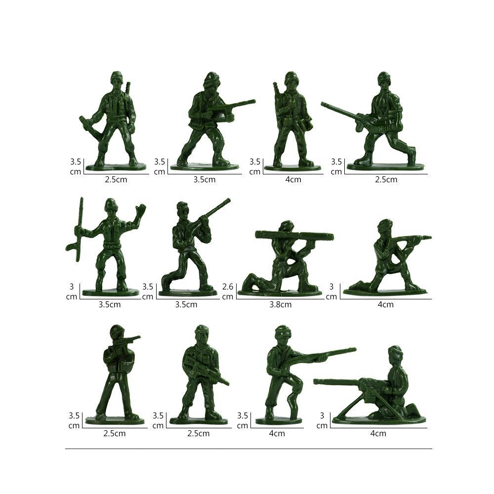 RAINBOW TOYFROG Army Men Action Figure Set - 300 pcs Durable Plastic Toy Soldiers - Multicolor Military Playset for Kids