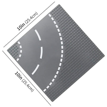 Feleph Classic Road Street Base Plates, City Town Curve Road Building Kit, 25 X 25 Cm Baseplate For Building Bricks Compatible With All Major Brands (Curve 4 Pieces)