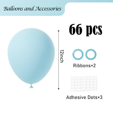 Voircoloria Pale Aqua Balloons, 66Pack 12Inch Aqua Blue Latex Party Balloons For Wedding, Birthday, Graduation, Bridal Shower, B