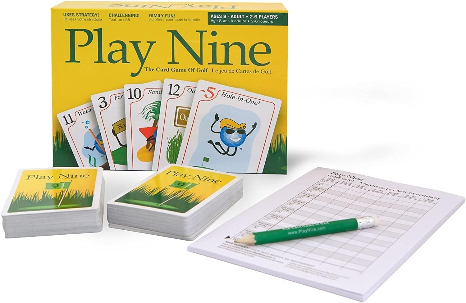 Awestuffs Family Board Games For Adults And Kids - Ages 14 And Up, 2 To 6 Players (Play Nine - The Card Game Of Golf For Adults 