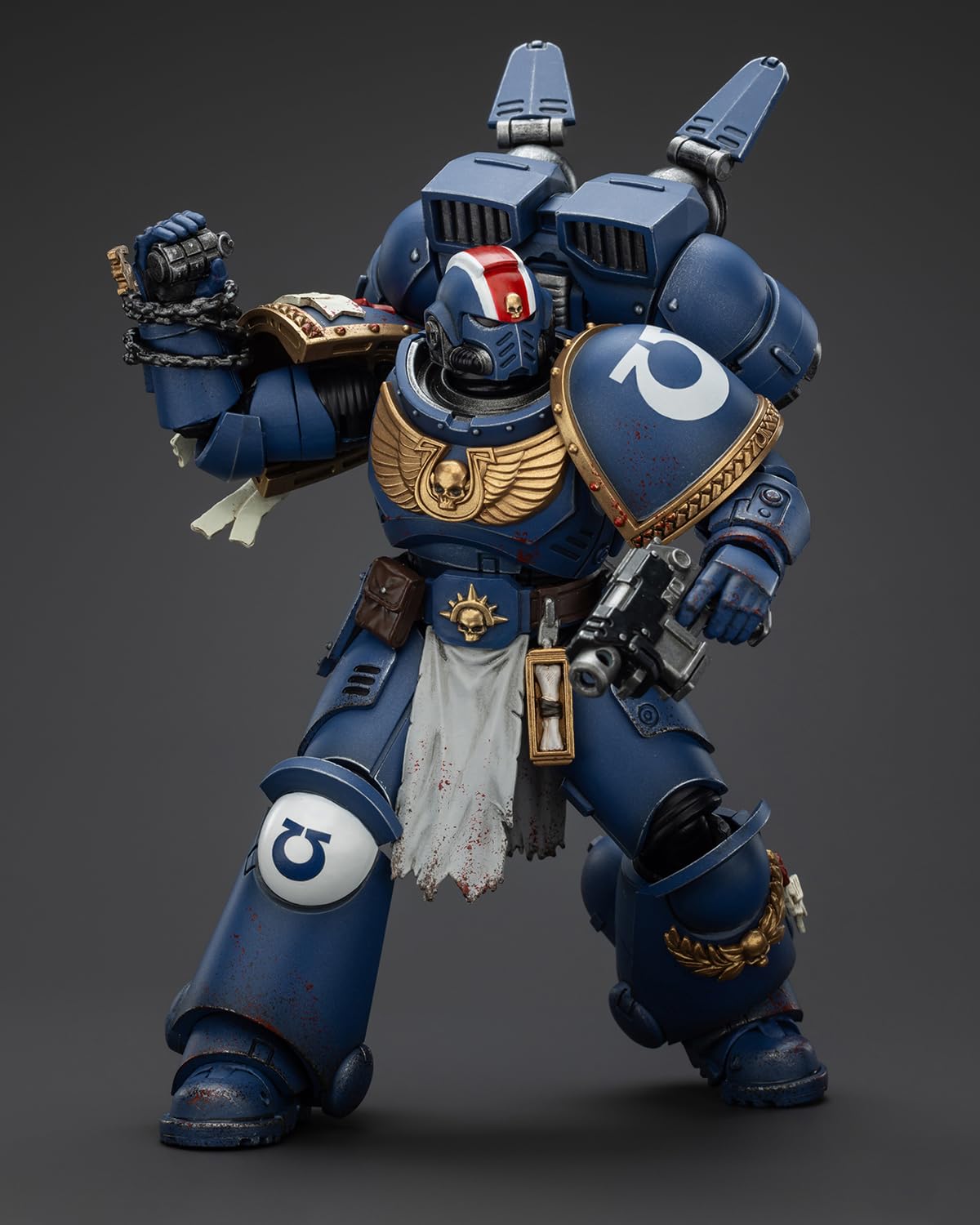 JoyToy Warhammer 40K 1:18 Action Figure  Ultramarines Lieutenant Titus Collectors Edition  Battlefield Paint  5.03 in High