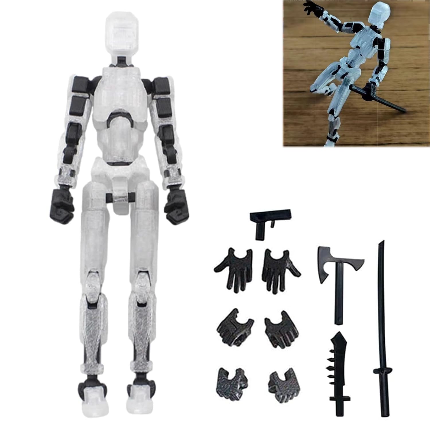 Rugwun Titan 13 Action Figure Lucky Robot 13 Action Figures Funny 3D Printed Multi Jointed Action Figures Nova 13 Action Figure Desktop Decorations Game Gifts for Kids mature-themed (Transparent)