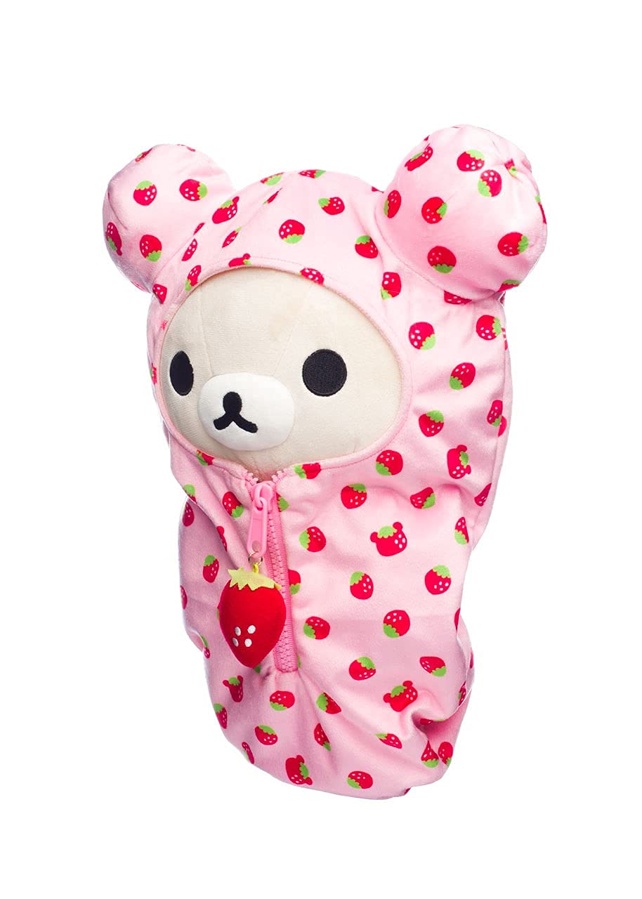 Rilakkuma Plush Sleeping Bag - Korilakkuma Strawberry - 13.5" Polyester Soft Toy, Model US10034