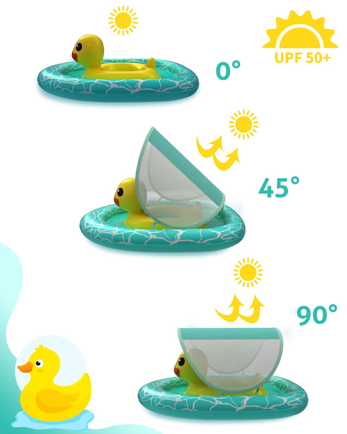 Relaxing Baby - Double Baby Pool Float With Adjustable Safety Seat,Canopy Upf 50+ Sun Removable,Inflatable Animal Style Float,Swimming Float With Pool Toys For 6-36 Months