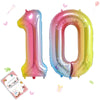 Smlpuame 40 Inch Number Balloons 0-9 Rainbow Gradient Large Number 10 Balloons, Digital Balloons For Birthday Party Celebration