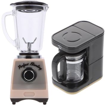 Luozzy Mini Blender Toy & Coffee Machine Model 1: 12 Miniature Dollhouse Kitchen Accessories Coffee Pot Blender Toy For Kids Pre