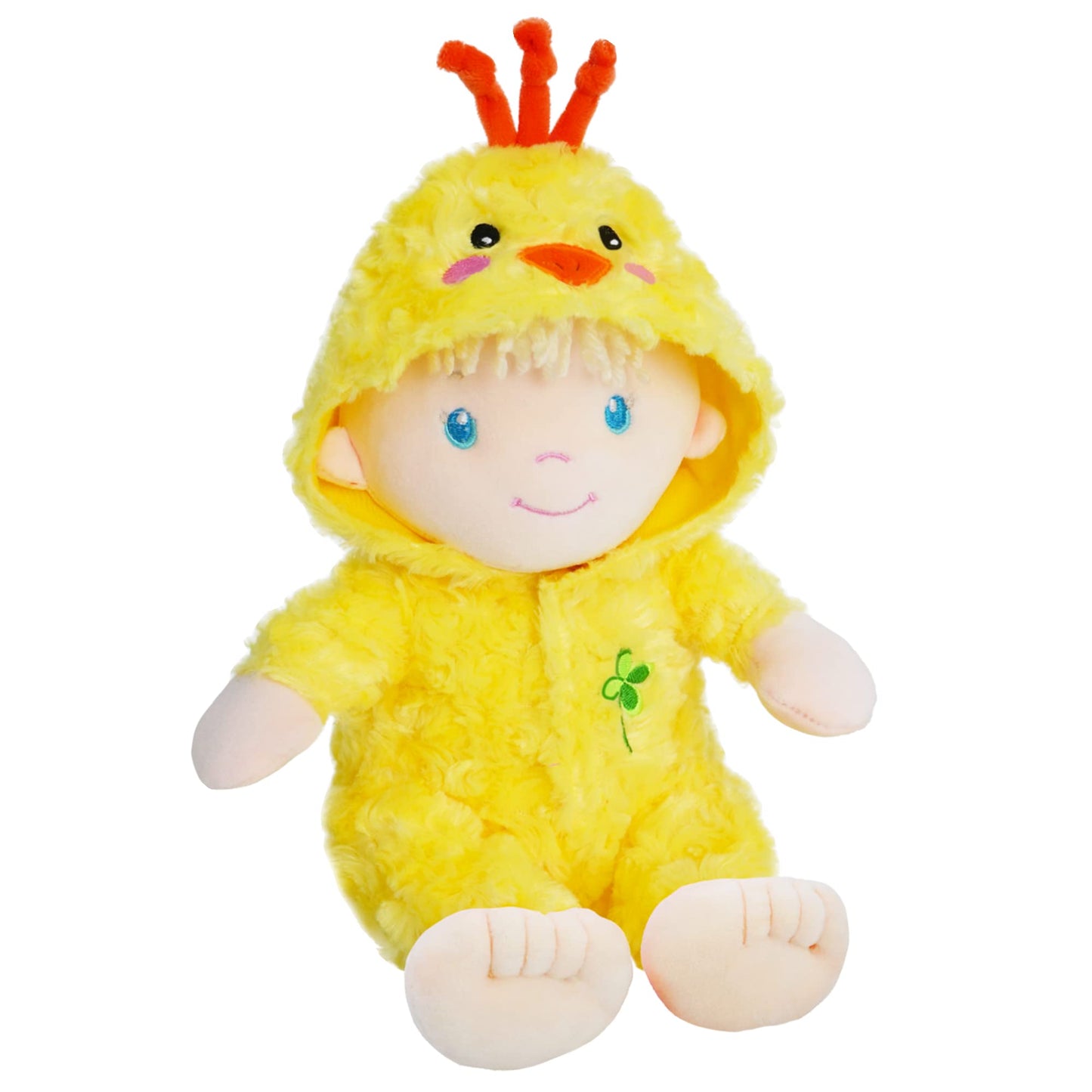 June Garden 12' Sweet Dolly Cheerful Chicky - Stuffed Ultra Soft Baby Doll For Birth And Up - Adorable Chicken Outfit