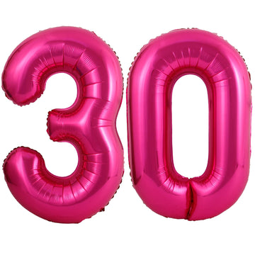 40 Inch Hot Pink 30 Number Balloons Giant Jumbo Huge 30 Foil Mylar Helium Number Balloons Dark Pink Birthday Mylar Digital Ballo