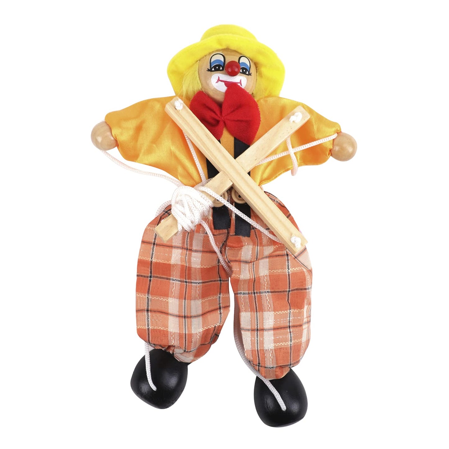 Bxt Hand Puppet Clown Wood Marionette Toys Pull Strings Puppet Doll Movable Hands And Feet,Xmas Parent-Child Interactive Fun Toy