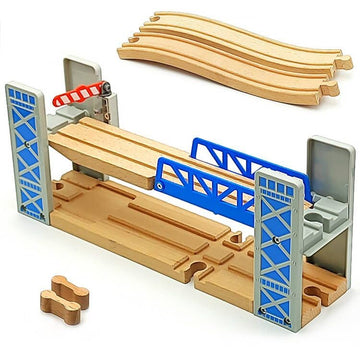 Wooden Train Track Accessories Wooden Crane Toy Set with Train Cars for 3 4 5 Year Old Boys Kids Other Major Wooden Rail Brands 