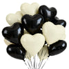 TONIFUL 30Pcs 18 Inch Black Cream White Balloons Black Cream White Heart Shape Foil Mylar Banners Decoration for Birthday Valent
