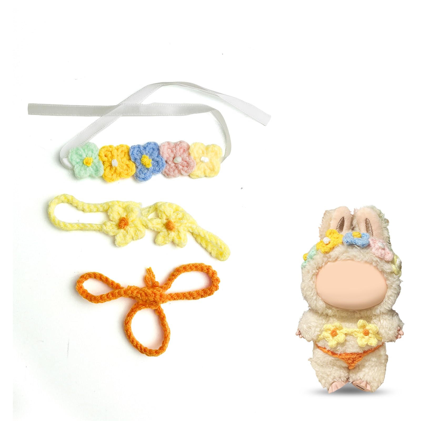 17cm Doll Clothes Labubu Clothes for 6.7inch(17cm) Dolls enhanced Doll Outfit with Hat and Accessories(Clothes Only) (Yellow)