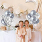 TONIFUL Silver Balloon Stand Centerpiece - 4 Pack, Plastic Decorations for 25th Wedding Anniversary, Birthday, Bridal Shower, Graduation Party