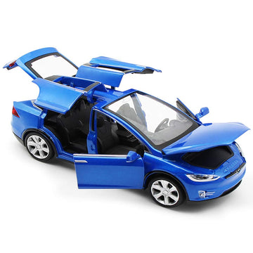 Gidoyi Toy Car Model X, Pull Back Car Toys Alloy Vehicles With Lights And Sound 1:32 Scale Model Car (Blue)