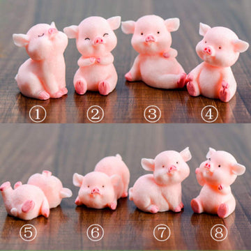 8pcs Miniature Pig Figurines, Cute Piggy Toy Figures Cake Toppers Fairy Garden Dollhouse Bonsai Micro Landscape Christmas Decor