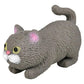 Squishy Stretchy Cat (3.5' To 6.5') Rubber Fidget Sensory Toy Filled With Sand. Great Stress Relief Cat Toy For Kids, Adults And Pets. (Grey Cat)