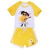 Hecendolame Short Sleeve cute Costume Princess suit Kids Children Girls T-shirt and Shorts Outfit Sets Yellow to 13-14years