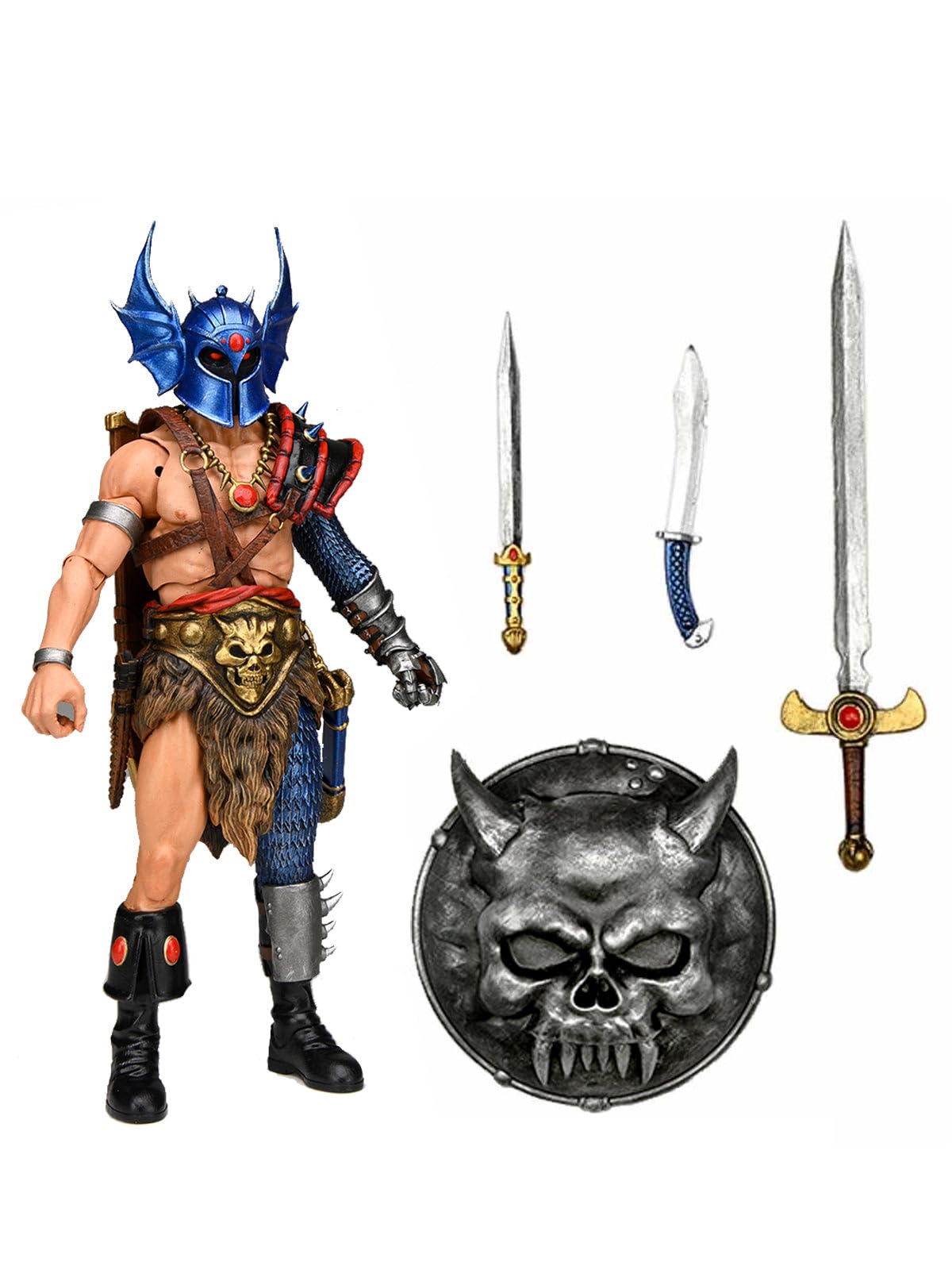 NECA Dungeons and Dragons Warduke Ultimate 7-Inch Action Figure with Longdecorative replica blade  Attachable Flame Effect  Short decorative replica blade  Dagger  Skull Shield and Interchangeable Hands