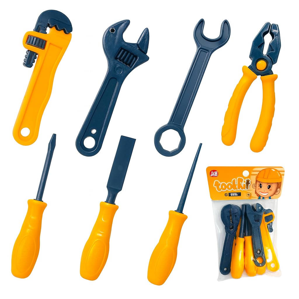 SHAKTISM 8 Pcs Tool Kit  Pretend Play Toy, Engineer Workshop, Role Play Toys for 3+ Years Old Kids,Fun Construction Pretend Pla