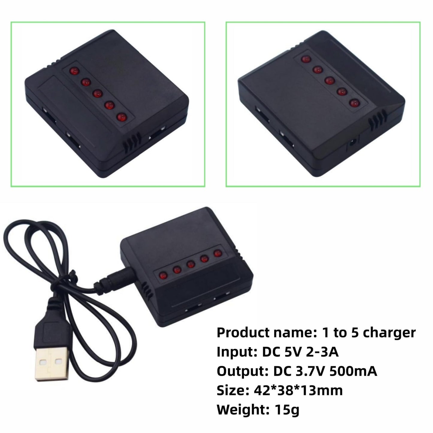 sea jump 5PCS 3.7V 400mAh High Rate Lithium Battery with 5 in 1 Charger for Hubsan H107C H107L SYMA Q11 X11C HS170C F180C TOZO Q
