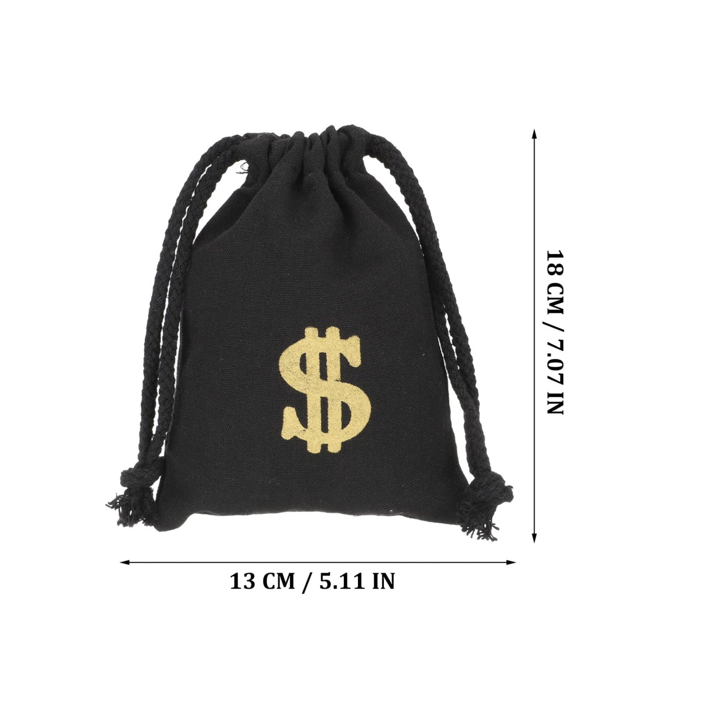 NUOBESTY 4 Pcs Money Drawstring Bag Dollar Party Favor Bags Canvas Money Pouch Dollar Sign Carrying Sack for Bank Robber Pirate