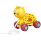 Orange Tree Toys: Pull Along: Leopard - Wooden Toy, Colorful Wheeled Character, Push-Pull, Encourage First Steps, FSC Certified,