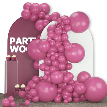 Partywoo Hot Pink Balloons, 142 Pcs Dark Pink Balloons Different Sizes Pack Of 18 Inch 12 Inch 10 Inch 5 Inch Magenta Pink Balloons For Balloon Garland Or Balloon Arch As Party Decorations, Pink-Y01