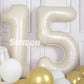 Suwen 40 Inch Cream White Large 15 Number Balloons Big Foil Helium Number Balloons 0-9 Jumbo Happy 15Th Mylar Birthday Party Dec