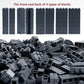 Wsryltch Classic Masonry Profile Bricks Pieces: 340 Pcs Wall Accessories Building Block Parts Sets(Dark Gray)