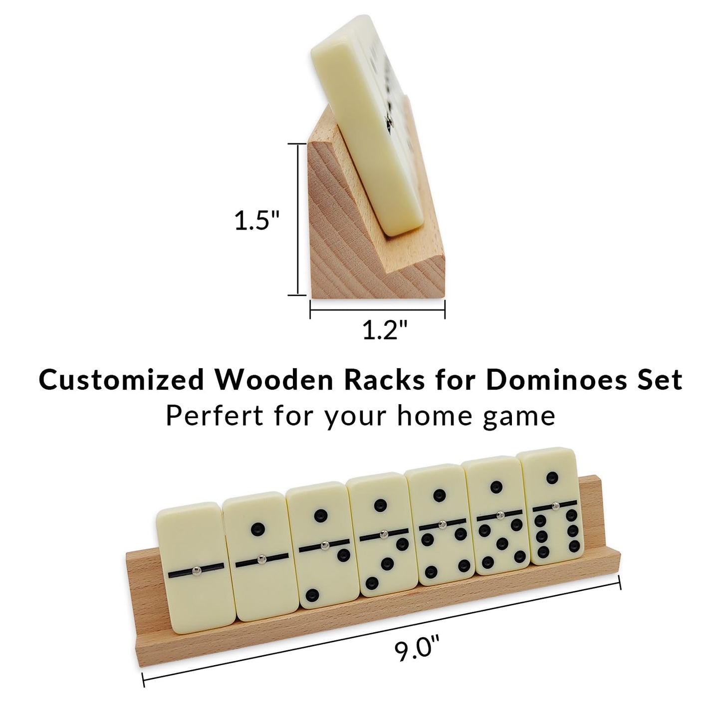 Uvcany Dominoes Set Adults With 4 Wooden Racks/Trays Double Six Dominoes Travel Set With Portable Case Double 6 Dominoes Set With 4 Tiles Holders 28 Tiles Dominos Set Family Classic Board Games White