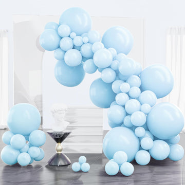 Partywoo Baby Blue Balloons 100 Pcs Blue Balloons Light Blue Balloons Different Sizes Pack Of 18 12 10 5 Inch Pastel Blue Balloon Arch Kit Garland For Boy'S Baby Shower Party Decorations Blue-Q13
