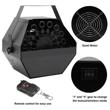 Atdawn Metal Portable Bubbles Machine, Professional Automatic Bubble Maker With High Output For Outdoor/Indoor Use, Wireless Remote Control (Black)