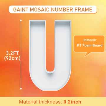 3Ft Large Marquee Letters Mosaic Balloon Frame Pre-Cut Foam Board Marquee Light Up Letters U For Birthday Party Decorations,Wedd
