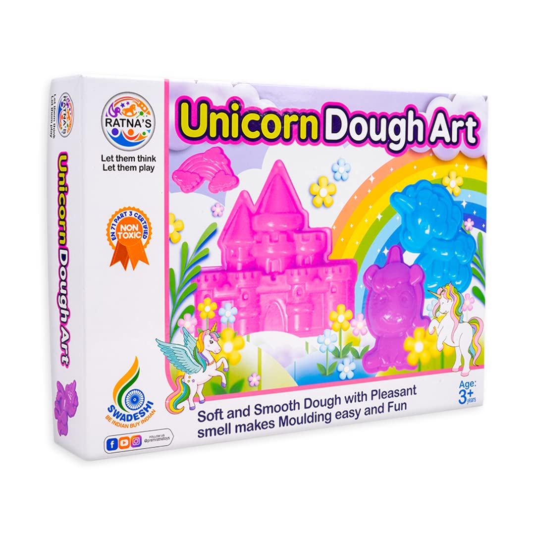 Ratnas Unicorn Dough Art Modelling, Shaping And Sculpting Kit For Kids 3+ Years, Non Toxic
