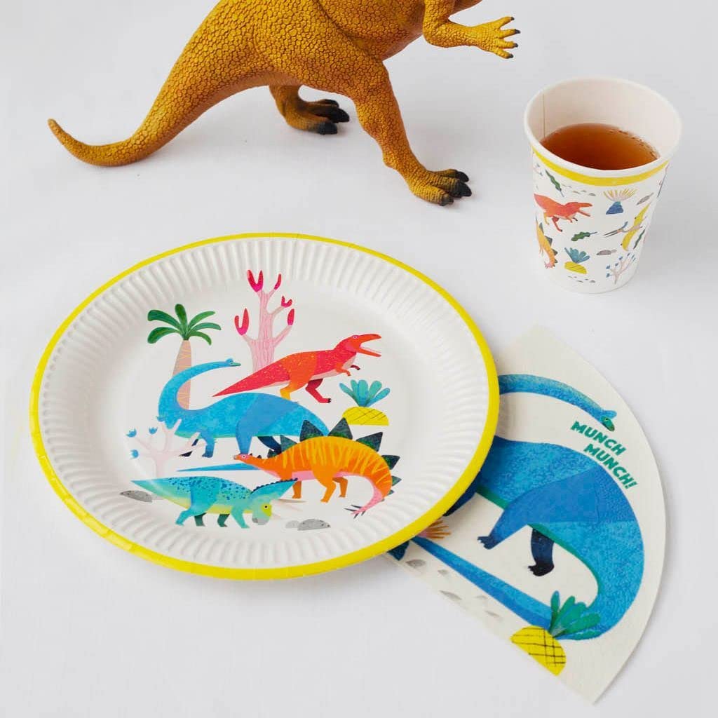 Talking Tables Dinosaur Paper Plate 23Cm 8Pk, Mixed colors
