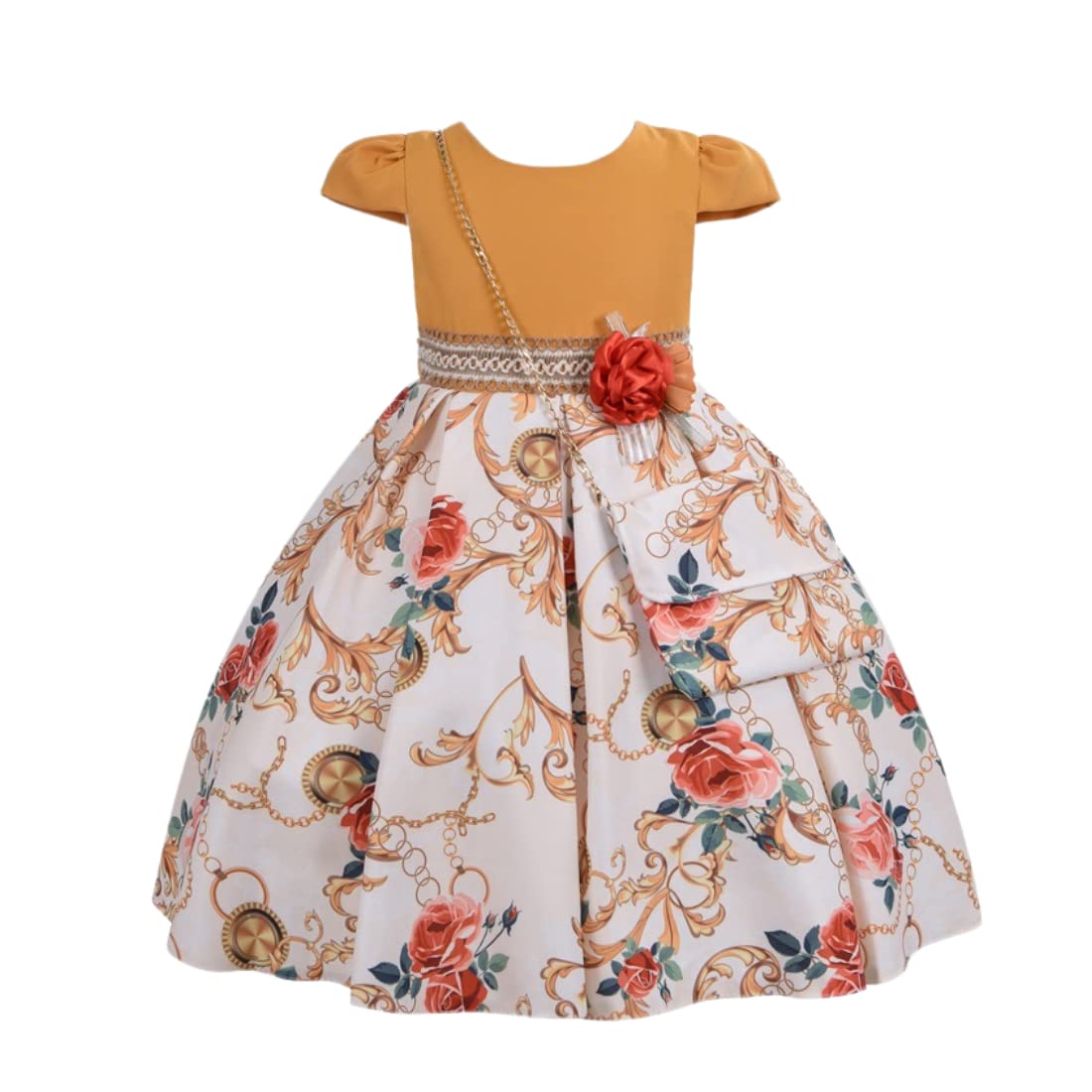 Cosplay Life Floral Dress for Girls and Young mature-themeds Fashion Flower Waistline Kids Party Festival Dress Ages 5-9 Years Old (White  9YRS)