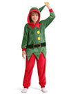 Iimmer Christmas Kids Warm Party Elf Pullove Jumpsuit Santa'S Helper Hodded Ugly Onesie Red And Green 8 Years