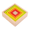 Atorse Wooden Rainbow Building Stacking Blocks Toddler Educational Toy Square