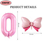 40 Inch Number 0 Balloon With Bow Pink Happy Birthday Jumbo Number Balloon For Girls Daughter Birthday Decorations Party Supplie