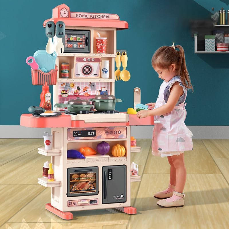 D M Mart Kids Kitchen Playset with Steam & Running Water, 42 Pcs
