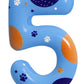 ElekFX Blue Dog Paw Birthday Candles, Number 5 Paw Print Birthday Party Supplies, 2.76 inch Paw Cake Topper Decorations, Birthda