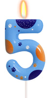 ElekFX Blue Dog Paw Birthday Candles, Number 5 Paw Print Birthday Party Supplies, 2.76 inch Paw Cake Topper Decorations, Birthda