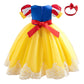 Hoizosg Baby Girls Halloween Costume Snow White Bowknot Dress Christening Birthday Party Baptism Christmas Gown W/Headwear 3T