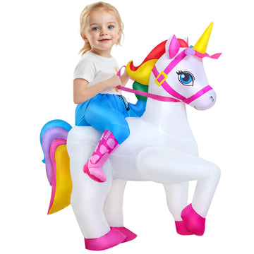 Kooy Inflatable Unicorn Costume Kid Blow Up Unicorn Costume Kids Unicorn Inflatable Costume For Kids For Funny Halloween Inflatable Costumes For Kids, Blow Up Costume For Kids(7-10Y